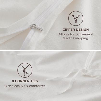 Imagem de Capa de Edredom Bedsure Queen 100% Algodão Lavado - com 2 Fronhas