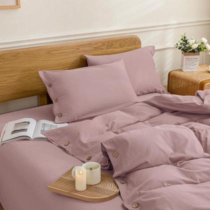 Imagem de Capa de edredom JELLYMONI rosa lavada de algodão duplo com 1 fronha