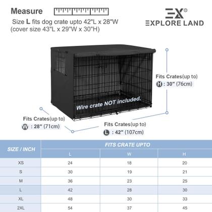 Imagem de Capa de gaiola para cães Explore Land for Wire Crate de 42 polegadas preta