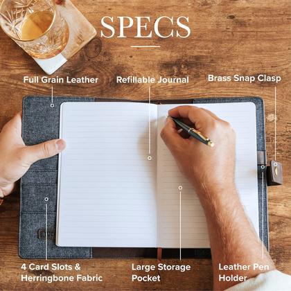 Imagem de Capa de jornal ELEGANCE Full Grain Leather A5 com caderno