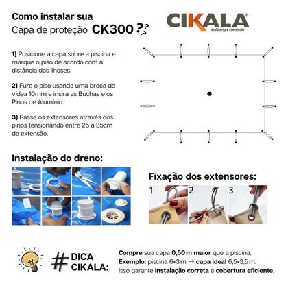 Imagem de Capa de Piscina Azul CK300 7x3.5 Metros + Kit Instalação