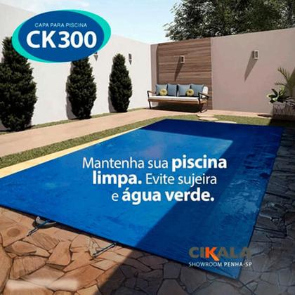 Imagem de Capa de Piscina Azul Ck300 9x5 Metros Com Ilhós A Cada Metro + Kit Para Instalação