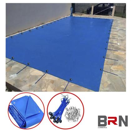 Imagem de Capa De Piscina Lona Resistente Para Proteção 6,5x3,5m + Kit Instalação