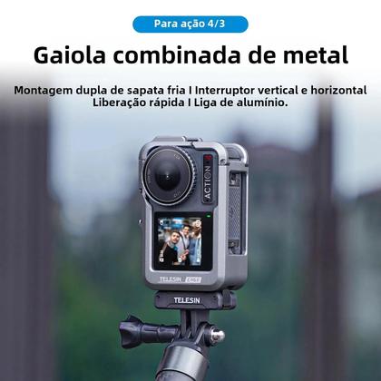 Imagem de Capa De Proteção Completa Em Liga De Alumínio Para DJI Action 4 Com Suporte De Liberação Rápida E