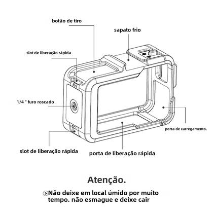 Imagem de Capa De Proteção Completa Em Liga De Alumínio Para DJI Action 4 Com Suporte De Liberação Rápida E