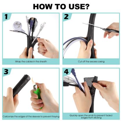 Imagem de Capa de proteção de cabo AGPTEK 1,5 m 3 cm, pacote com 2 unidades, Black Cord Management