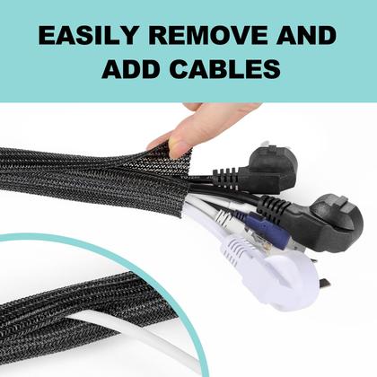 Imagem de Capa de proteção de cabo AGPTEK 1,5 m 3 cm, pacote com 2 unidades, Black Cord Management