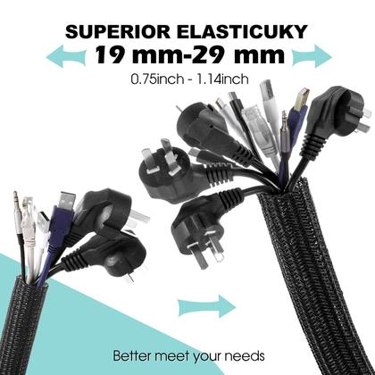 Imagem de Capa de proteção de cabo AGPTEK 1,5 m 3 cm, pacote com 2 unidades, Black Cord Management