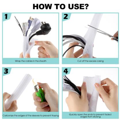 Imagem de Capa de proteção para cabos AGPTEK 1,5 m 3,0 cm branca, pacote com 2