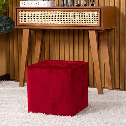 Imagem de Capa de Puff Quadrado Avulsa Lisa Ajustável com Elástico em Tecido Veludo Suede Decoração Banquinho Pufe Luxo Para Sala Quarto