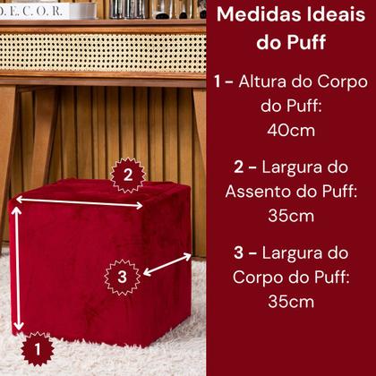 Imagem de Capa de Puff Quadrado Avulsa Lisa Ajustável com Elástico em Tecido Veludo Suede Decoração Banquinho Pufe Luxo Para Sala Quarto