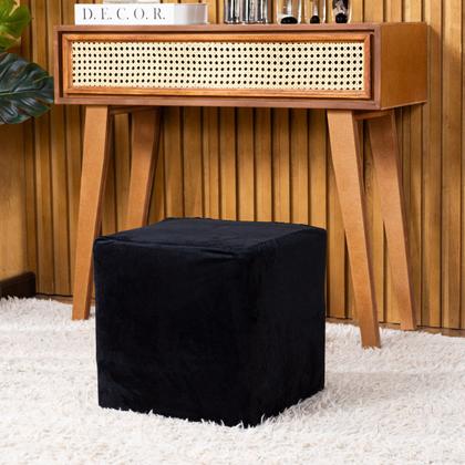 Imagem de Capa de Puff Quadrado Avulsa Lisa Ajustável com Elástico em Tecido Veludo Suede Decoração Banquinho Pufe Luxo Para Sala Quarto