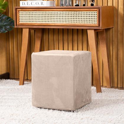 Imagem de Capa de Puff Quadrado Avulsa Lisa Ajustável com Elástico Tecido Veludo Suede Decoração Banquinho Luxo Para Sala Quarto