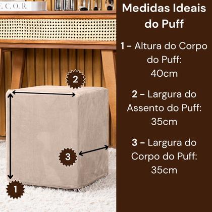 Imagem de Capa de Puff Quadrado Avulsa Lisa Ajustável com Elástico Tecido Veludo Suede Decoração Banquinho Luxo Para Sala Quarto