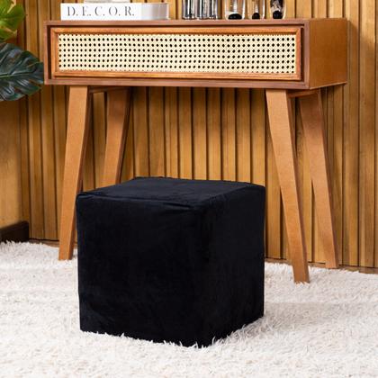 Imagem de Capa de Puff Quadrado Avulsa Lisa Ajustável com Elástico Tecido Veludo Suede Decoração Banquinho Luxo Para Sala Quarto