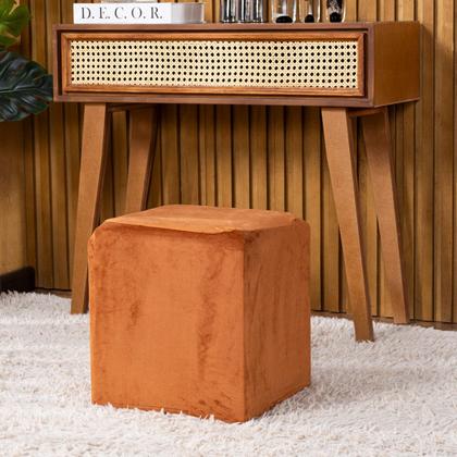 Imagem de Capa de Puff Quadrado Avulsa Lisa Ajustável com Elástico Tecido Veludo Suede Decoração Banquinho Luxo Para Sala Quarto