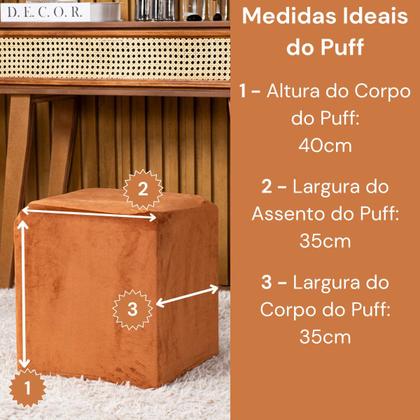 Imagem de Capa de Puff Quadrado Avulsa Lisa Ajustável com Elástico Tecido Veludo Suede Decoração Banquinho Luxo Para Sala Quarto