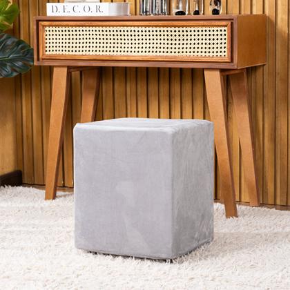 Imagem de Capa de Puff Quadrado Avulsa Lisa Ajustável com Elástico Tecido Veludo Suede Decoração Banquinho Luxo Para Sala Quarto