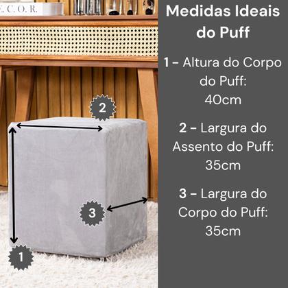 Imagem de Capa de Puff Quadrado Avulsa Lisa Ajustável com Elástico Tecido Veludo Suede Decoração Banquinho Luxo Para Sala Quarto