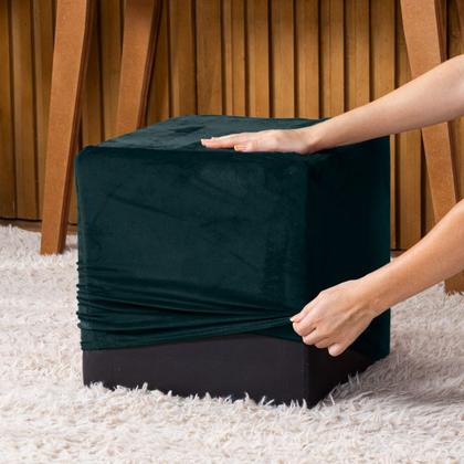 Imagem de Capa de Puff Quadrado Avulsa Lisa Ajustável com Elástico Tecido Veludo Suede Decoração Banquinho Luxo Para Sala Quarto
