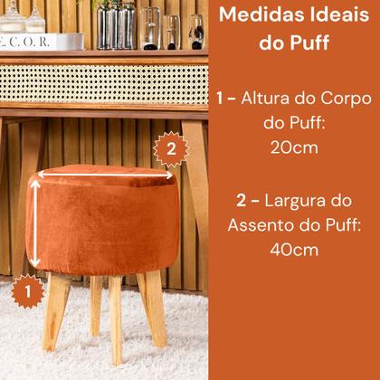 Imagem de Capa de Puff Redondo Médio Avulsa Lisa Ajustável com Elástico em Tecido Veludo Suede Decoração Banquinho Pufe Luxo Para Sala Quarto