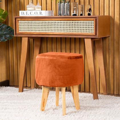 Imagem de Capa de Puff Redondo Médio Avulsa Lisa Ajustável com Elástico em Tecido Veludo Suede Decoração Banquinho Pufe Luxo Para Sala Quarto