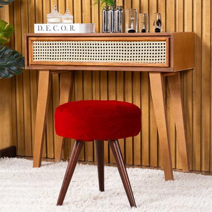 Imagem de Capa de Puff Redondo Pequeno Avulsa Lisa Ajustável com Elástico - Tecido Veludo Decoração Banquinho Para Sala Quarto