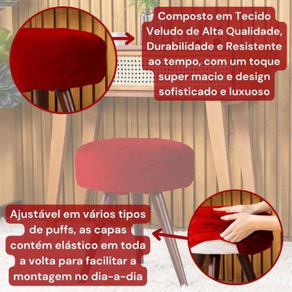 Imagem de Capa de Puff Redondo Pequeno Avulsa Lisa Ajustável com Elástico - Tecido Veludo Decoração Banquinho Para Sala Quarto
