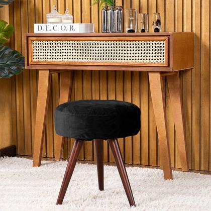 Imagem de Capa de Puff Redondo Pequeno Avulsa Lisa Ajustável com Elástico - Tecido Veludo Decoração Banquinho Para Sala Quarto