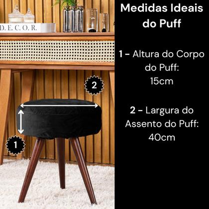 Imagem de Capa de Puff Redondo Pequeno Avulsa Lisa Ajustável com Elástico - Tecido Veludo Decoração Banquinho Para Sala Quarto