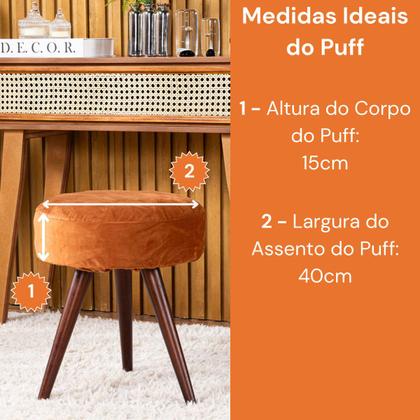 Imagem de Capa de Puff Redondo Pequeno Avulsa Lisa Ajustável com Elástico - Tecido Veludo Decoração Banquinho Para Sala Quarto