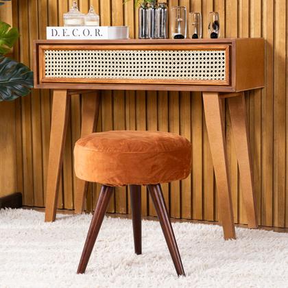 Imagem de Capa de Puff Redondo Pequeno Avulsa Lisa Ajustável com Elástico - Tecido Veludo Decoração Banquinho Para Sala Quarto