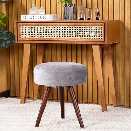 Imagem de Capa de Puff Redondo Pequeno Avulsa Lisa Ajustável com Elástico - Tecido Veludo Decoração Banquinho Para Sala Quarto