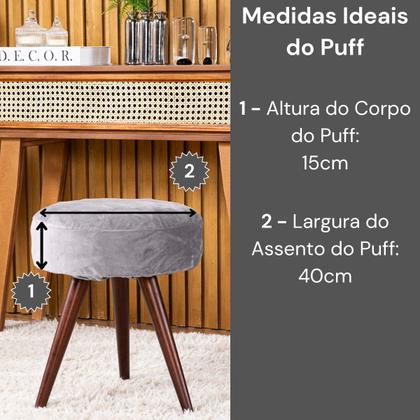 Imagem de Capa de Puff Redondo Pequeno Avulsa Lisa Ajustável com Elástico - Tecido Veludo Decoração Banquinho Para Sala Quarto