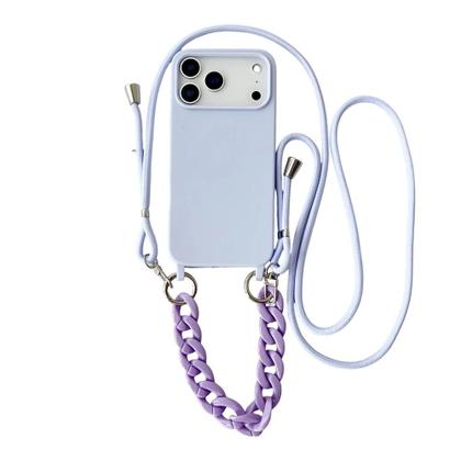 Imagem de Capa De Silicone Fosco Com Alça Transversal E Pulseira Para iPhone 12 13 14 15 16 17 pro Max plus