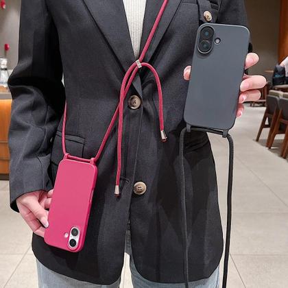 Imagem de Capa de Silicone Fosco com Cordão para iPhone - À Prova de Choque