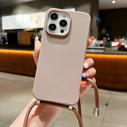 Imagem de Capa de Silicone Fosco com Cordão para iPhone - À Prova de Choque