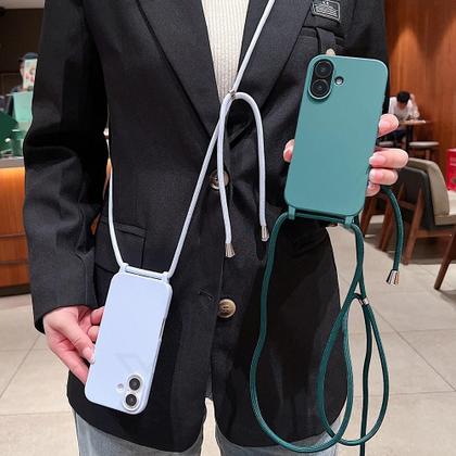 Imagem de Capa de Silicone Fosco com Cordão para iPhone - À Prova de Choque