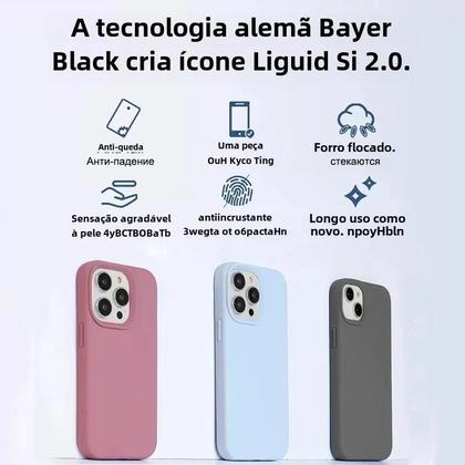 Imagem de Capa de Silicone Líquida Luxuosa para iPhone 15/14/13/12/11 - À Prova de Choques