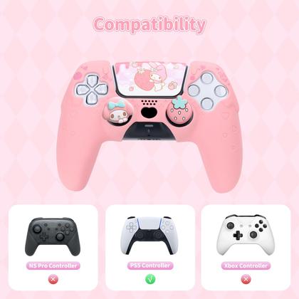 Imagem de Capa de silicone para controle PS5 Kuitmor, Pink Melody