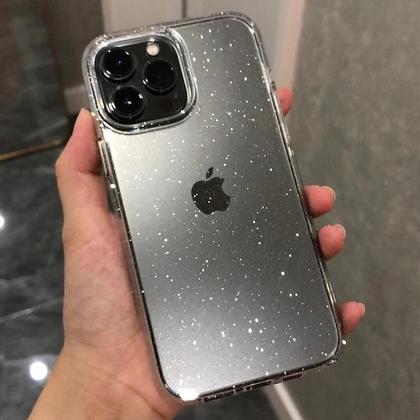 Imagem de Capa de Silicone Transparente com Glitter para iPhone 16/15/14/13/12/11 - Pro Max, X, XS Max, XR, 7, 8 Plus