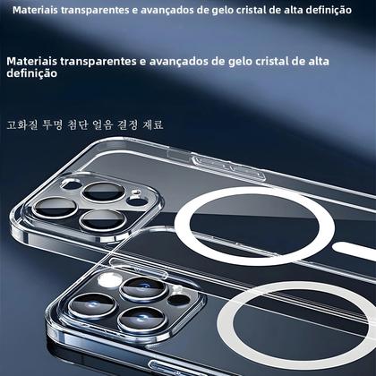 Imagem de Capa De Silicone Transparente Magsafe Para Apple iPhone 16 15 14 13 12 11 pro Max Com Proteção Para