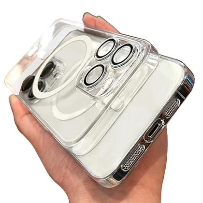 Imagem de Capa De Silicone Transparente Magsafe Para Apple iPhone 16 15 14 13 12 11 pro Max Com Proteção Para