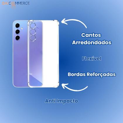 Imagem de Capa de Silicone Transparente p/ Smatphone Samsung Galaxy A15 Anti Impacto com Bordas Reforçadas Anti Queda