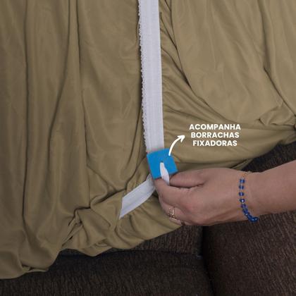 Imagem de Capa de Sofá 2 e 3 Lugares Elasticada Malha Gel 28 Elásticos Avelã