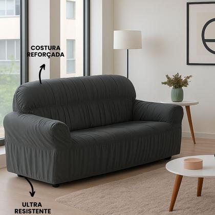 Imagem de Capa de Sofá 2 e 3 Lugares Elasticada Malha Gel 28 Elásticos Cinza