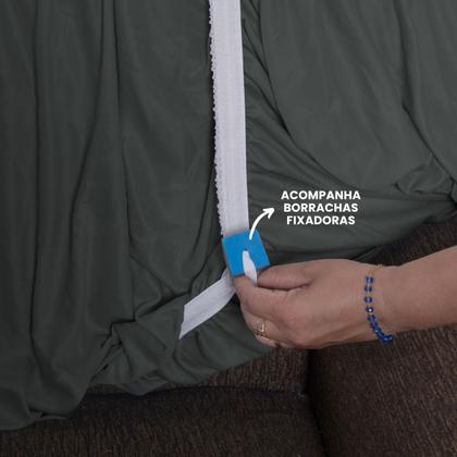 Imagem de Capa de Sofá 2 e 3 Lugares Elasticada Malha Gel 28 Elásticos Cinza