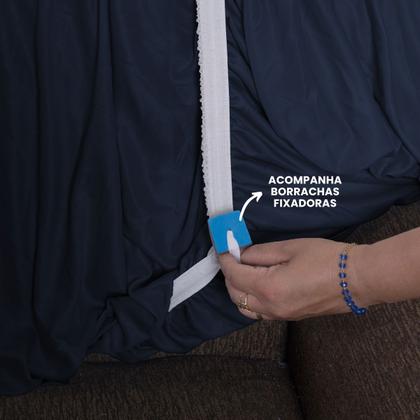 Imagem de Capa de Sofá 2 e 3 Lugares Elasticada Malha Gel 28 Elásticos Marinho