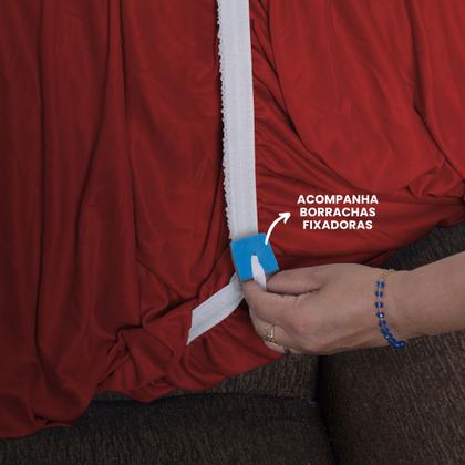 Imagem de Capa de Sofá 2 e 3 Lugares Elasticada Malha Gel 28 Elásticos Vermelho