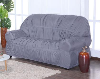 Imagem de Capa de Sofá 2 e 3 Lugares King Retrô Elasticada Malha Gel Cinza